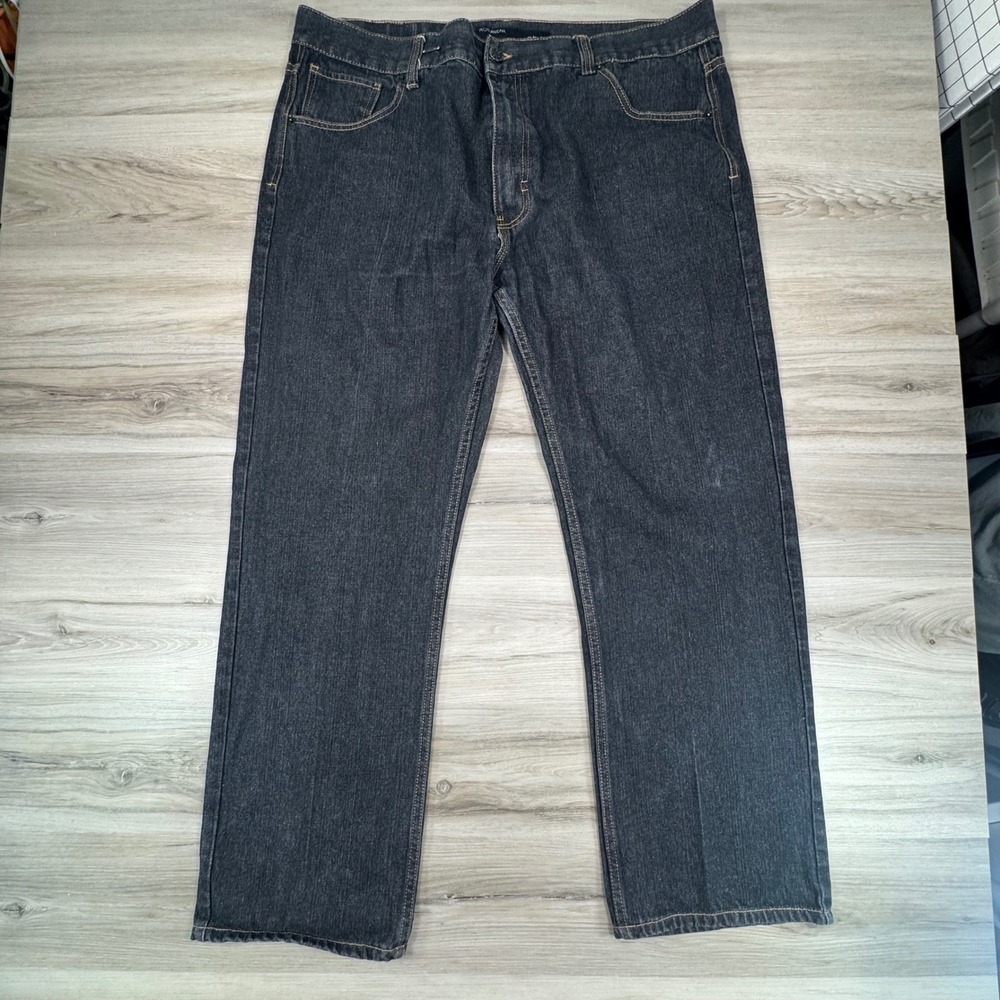 VTG Rocawear Mens Classic Fit Baggy Indigo Denim Jeans Embroidered Logo W46 L34